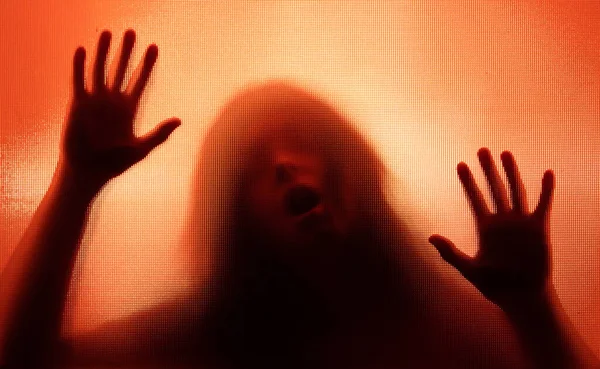 Horror Ghost Woman Matte Glass Halloween Festival Concept — Fotografia de Stock