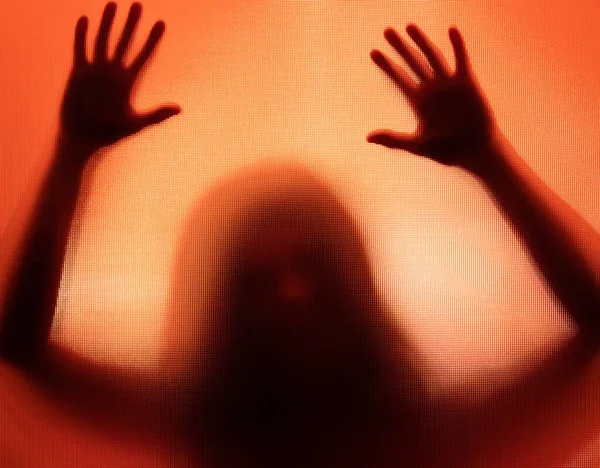 Horror Ghost Woman Matte Glass Halloween Festival Concept — Stock Photo, Image