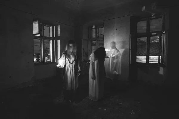 Ghosts Abandoned Haunted House Horror Scene Scary Spirits Halloween Concept — 图库照片