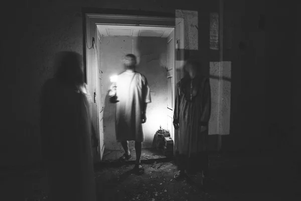 Ghosts Abandoned Haunted House Horror Scene Scary Spirits Halloween Concept — Stockfoto