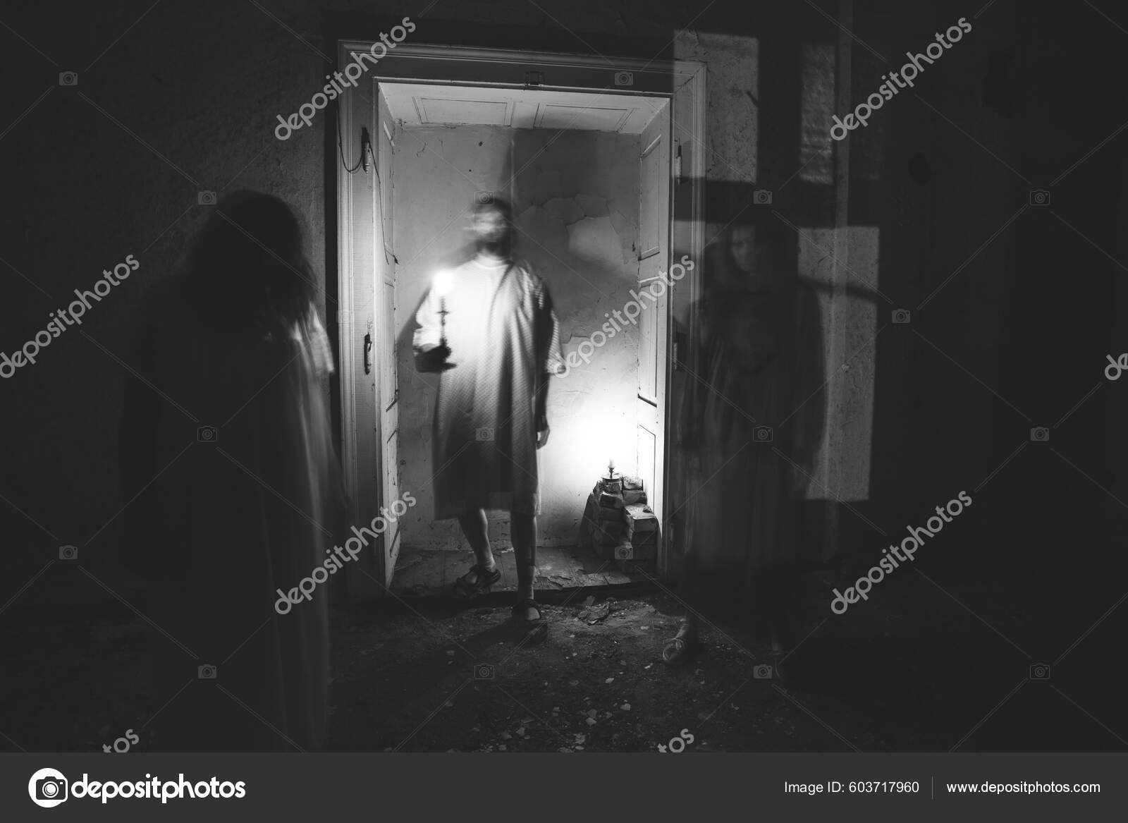 Ghosts Abandoned Haunted House Horror Scene Scary Spirits.