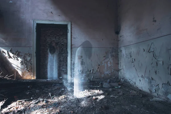 Ghost Abandoned Haunted House Horror Scene Scary Spirit Woman Halloween — Φωτογραφία Αρχείου