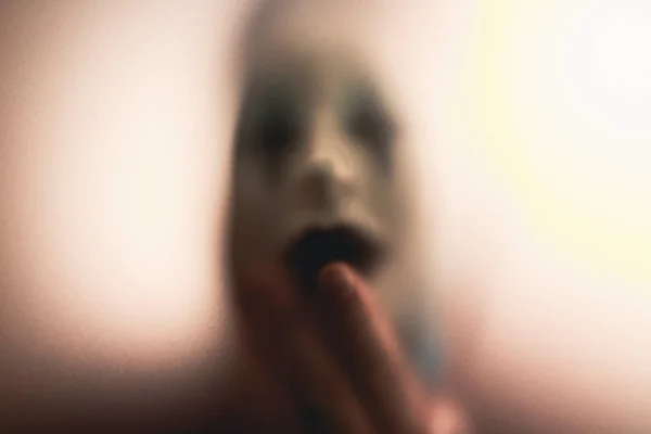 Horror Geest Vrouw Achter Het Matte Glas Halloween Festival Concept — Stockfoto