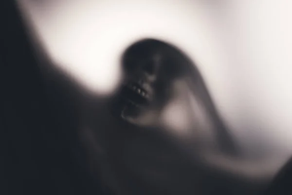 Horror Skeleton Grim Reaper Matte Glass Halloween Festival Concept Blurred —  Fotos de Stock