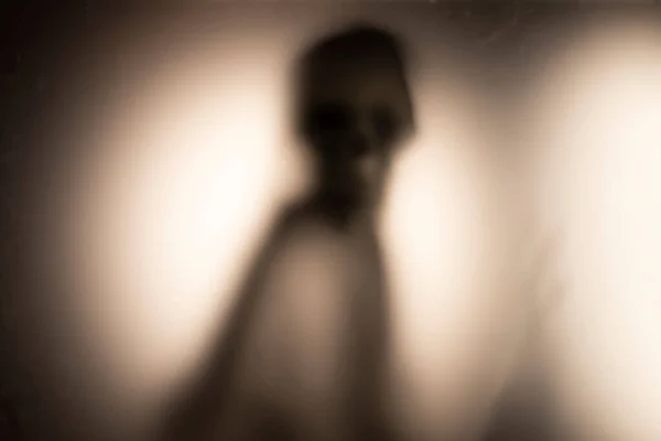 Horror Skeleton Grim Reaper Matte Glass Halloween Festival Concept Blurred — Fotografia de Stock