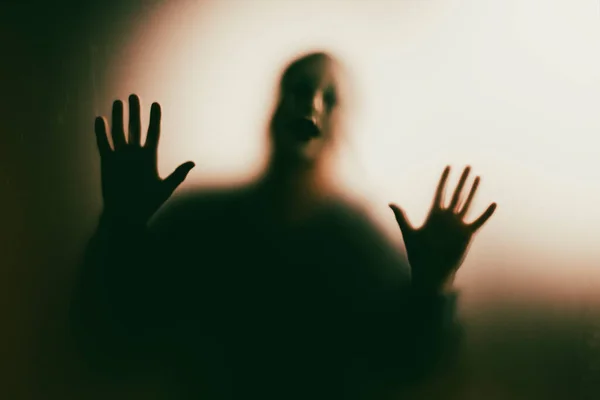 Horror Ghost Woman Matte Glass Halloween Festival Concept — Stock Photo, Image