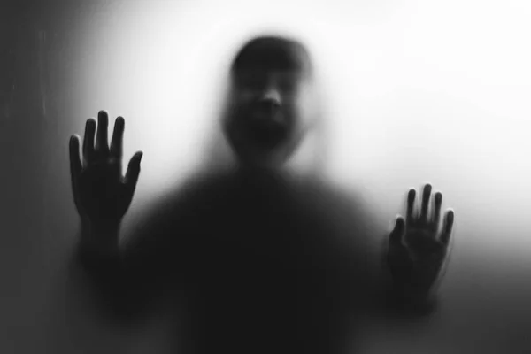 Horror Ghost Girl Screaming Matte Glass Halloween Festival Concept — Stock Photo, Image