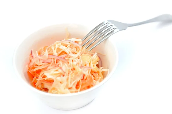 흰색 바탕에 건강 한 양배추 샐러드 스톡 사진