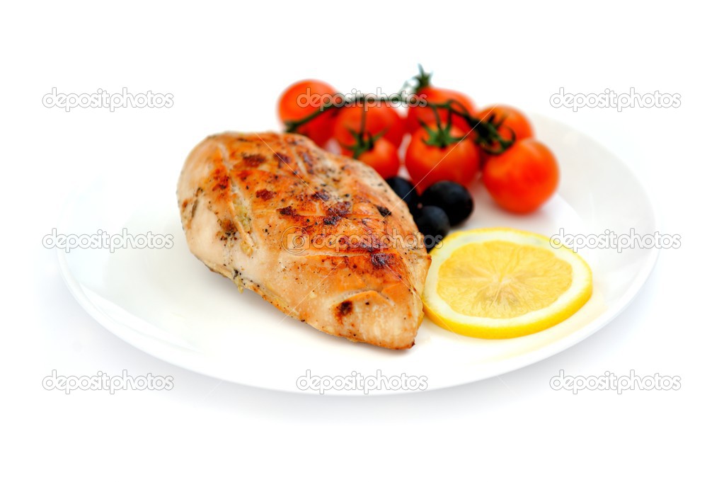 Fried chicken fillet with vegetables