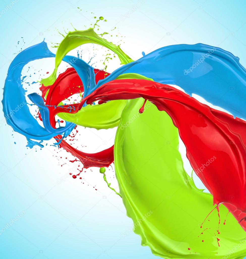 Colored paint splashes