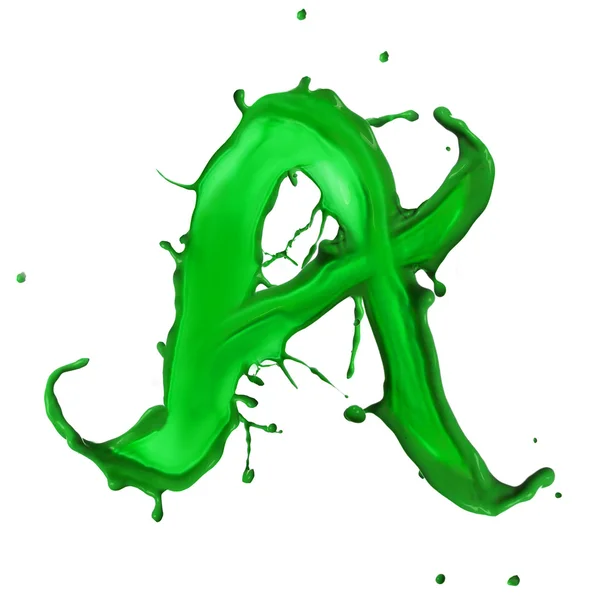 Alfabeto liquido verde lettera A — Foto Stock