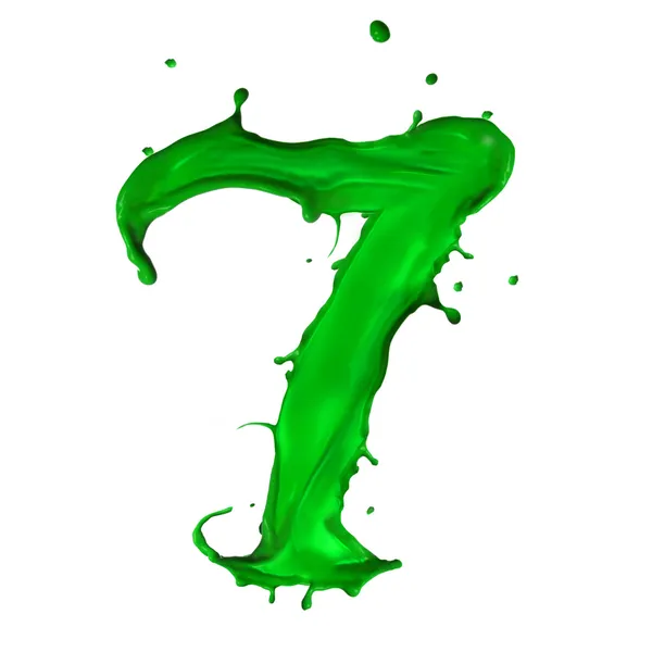 Зеленый жидкий алфавит номер 7 — стоковое фото