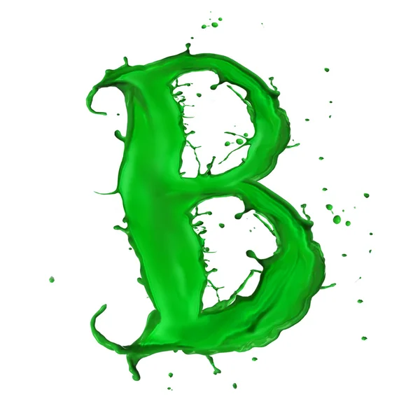 Green Liquid alphabet letter B — Stock Photo, Image