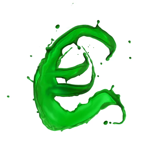 Alphabet liquide vert Symbole Euro — Photo