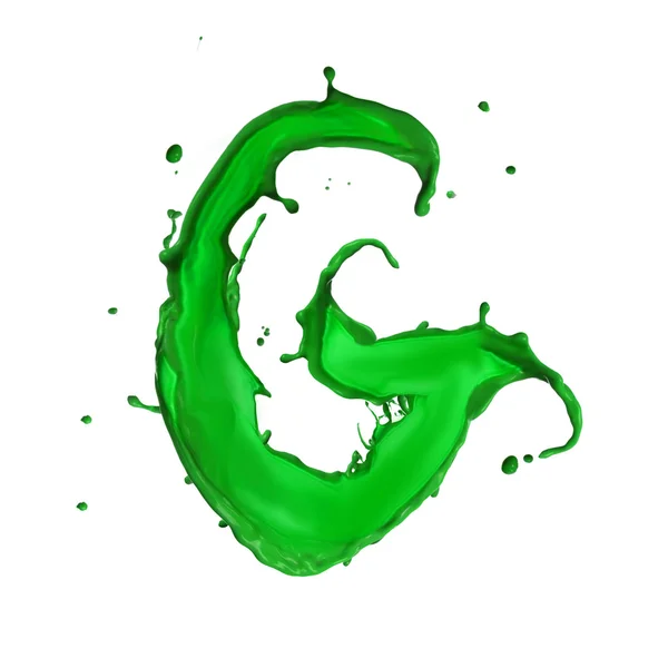 Huruf alfabet cair hijau G — Stok Foto