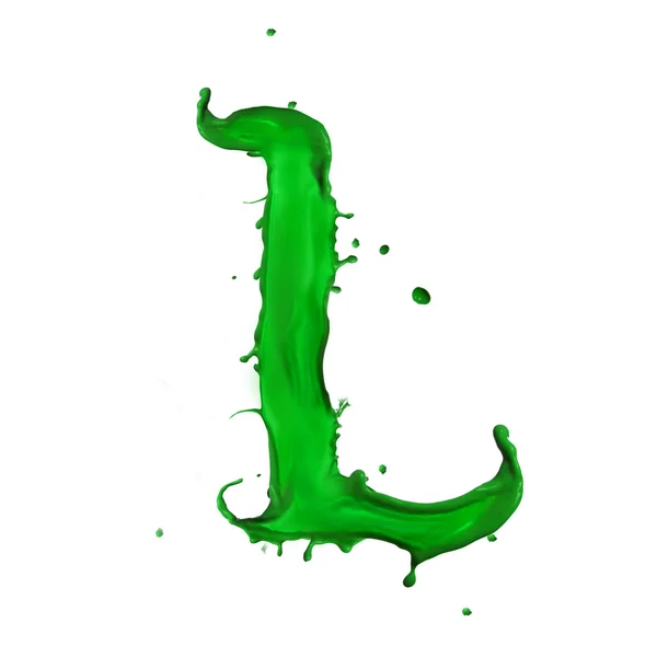 Green Liquid alphabet letter L — Stock Photo, Image