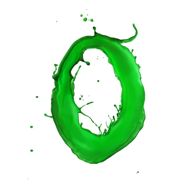 绿色液体字母表字母 o — 图库照片