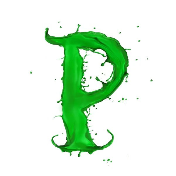 녹색 액체 알파벳 편지 P — 스톡 사진