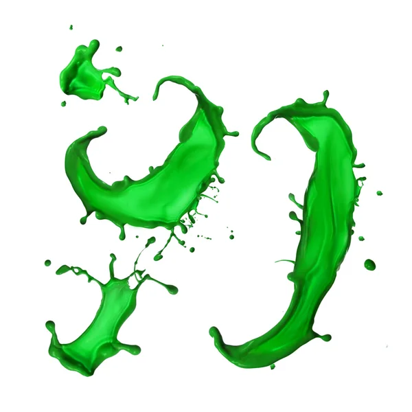 Zielony płyn alfabet symbole specjalne — Zdjęcie stockowe