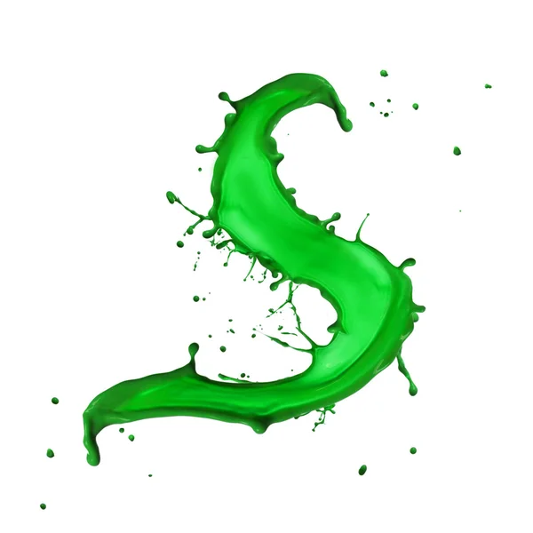 Green Liquid alphabet letter S — Stock Photo, Image