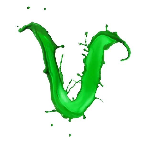 Green Liquid alphabet letter V — Stock Photo, Image