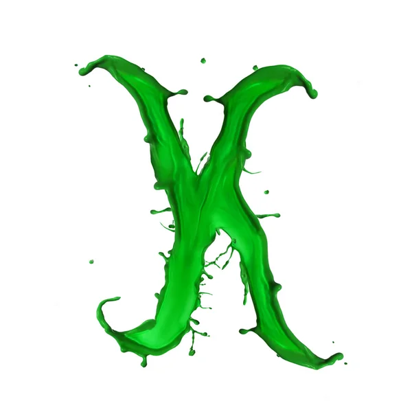 Letra verde del alfabeto líquido X —  Fotos de Stock