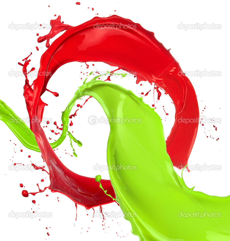 Colored paint splashes