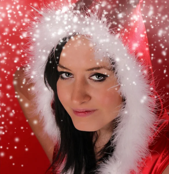 Güzel bir Noel Baba kız portresi — Stok fotoğraf