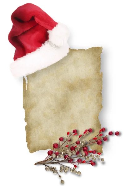 Old paper with santa cap — Stock Photo, Image