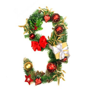 Christmas Alphabet Number 9 clipart