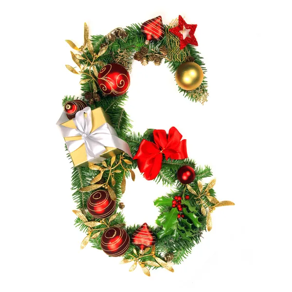 Alfabeto de Natal Número 6 — Fotografia de Stock