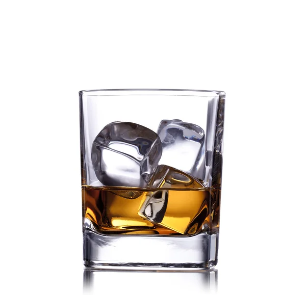 Whiskey splash with ice cubes — Stock Photo, Image