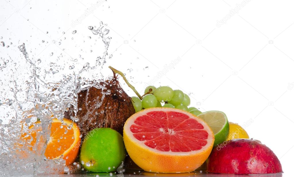 Fresh fruits with water splash — Stock Photo © Kesu01 22239633