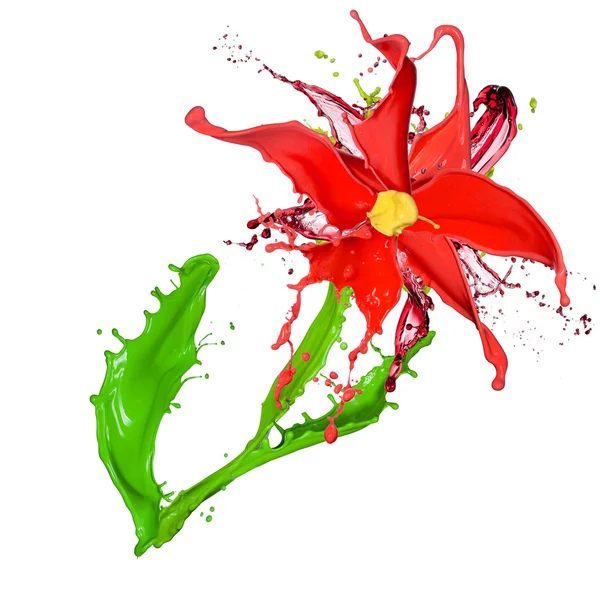 Abstracte bloem gemaakt voor gekleurde splashes — Stockfoto