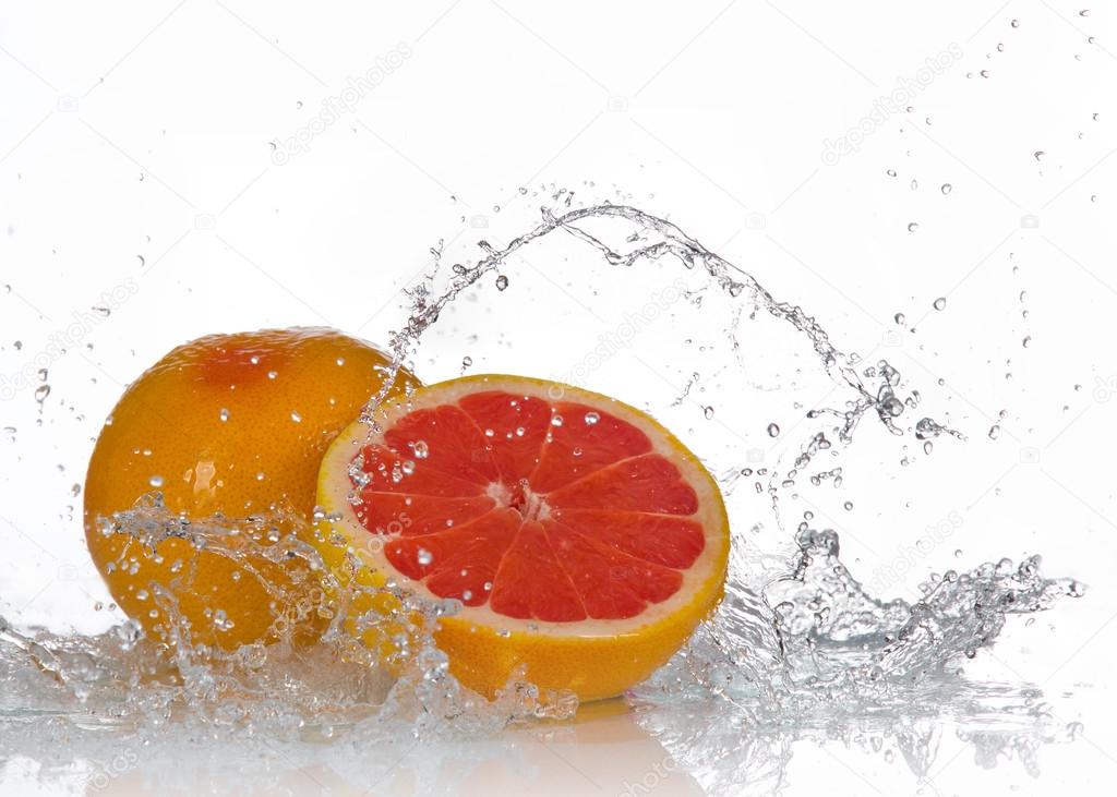 Grapefruit with splashing water