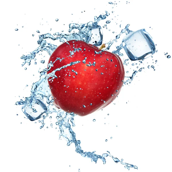 Apple with water splash — Stock Photo, Image