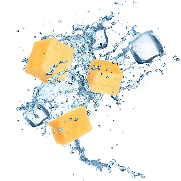 Pineapple with water splash — Stock Photo, Image