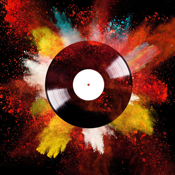 Disco de vinilo con polvo de color — Foto de Stock