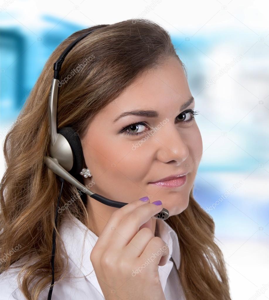Call center woman operator