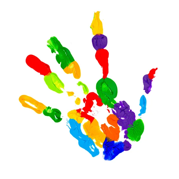 Close up of colored hand print — Stock Photo, Image