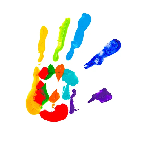 Close up of colored hand print — Stock Photo, Image