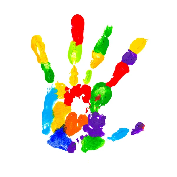 Close up of colored hand print — Stock Photo, Image