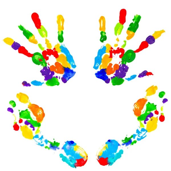 Close up of colored hand print — Stock Photo, Image