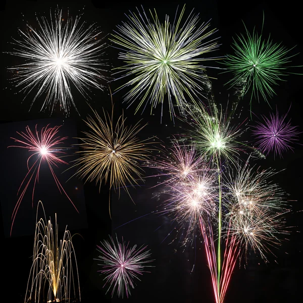 Farbenfrohes Feuerwerk in verschiedenen Farben — Stockfoto