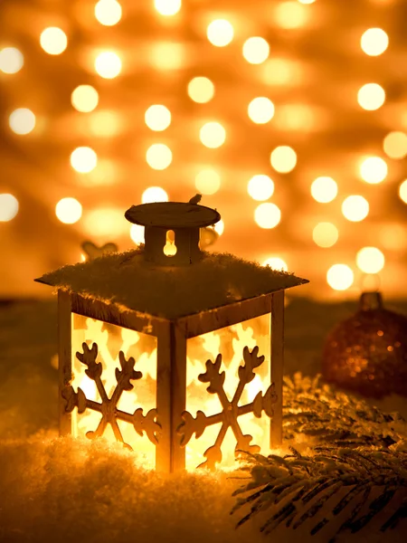 Christmas lantern with snowflakes — Stock Photo, Image