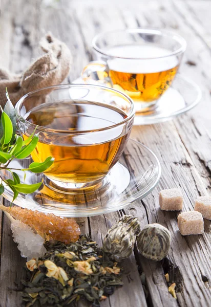 Transparent cup of green tea — Stock Photo, Image