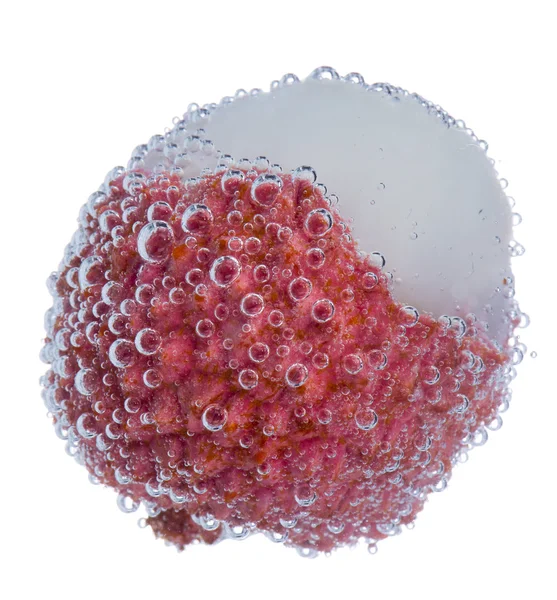 Fresh lychee with bubbles — Stock Photo, Image
