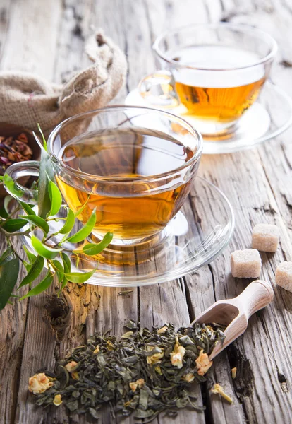Átlátszó csésze zöld tea — Stock Fotó