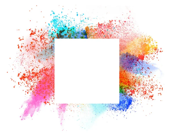 Запущений барвистий порошок над білим — стокове фото