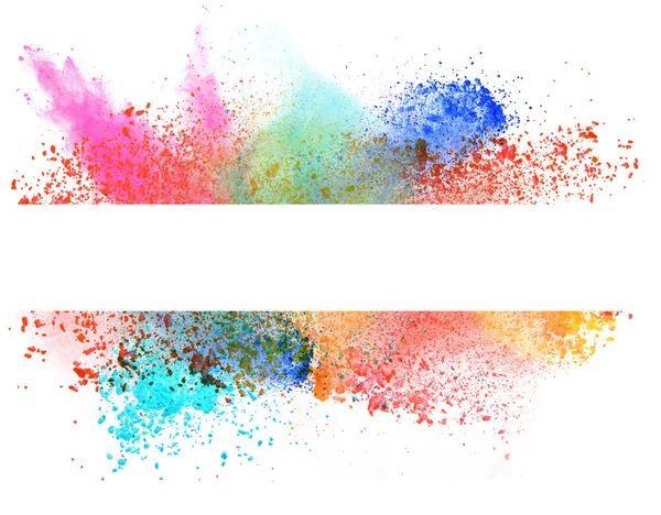 Launched colorful powder over white — Stock Photo, Image